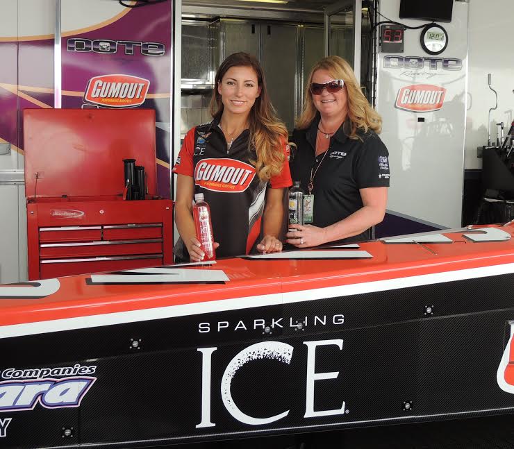 The driver Leah Pritichett (left) and the car owner on the right with the car